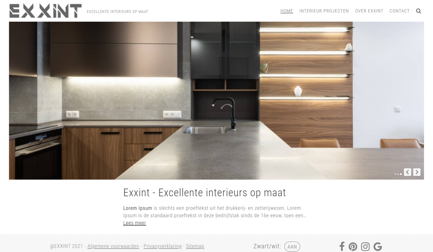 Website met sterk webdesign Exxint