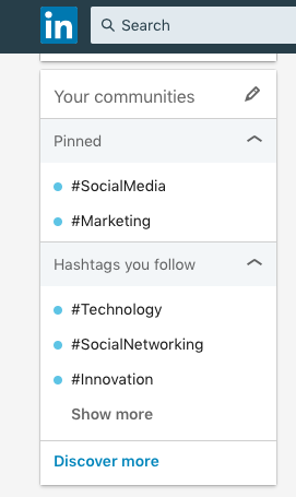 hashtags volgen op LinkedIN