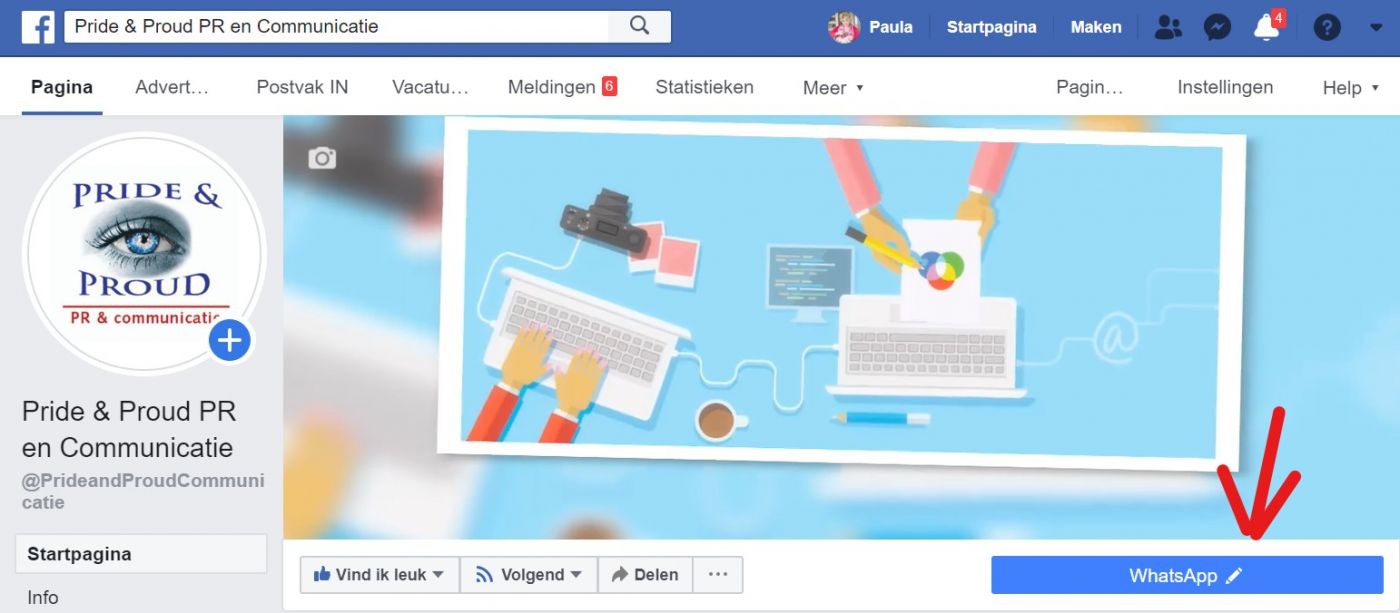 whatsapp button op facebook weergeven